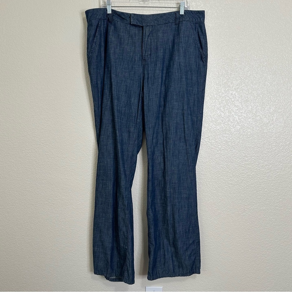 Lane Bryant Women's 100% Cotton Chambray Wide Leg Trouser Pants, Size 18